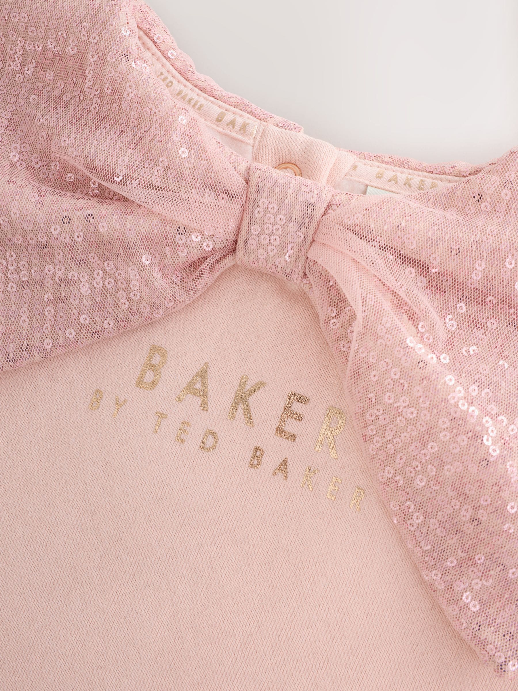Baker by Ted Baker Pink 2 Piece Sequin Bow Collar Sweat & Leggings Set