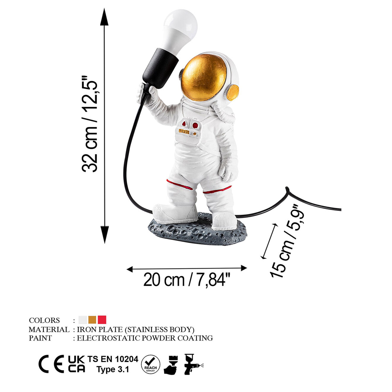Sheen Lampe de table Astronaut multicolore - 30x32x15 cm