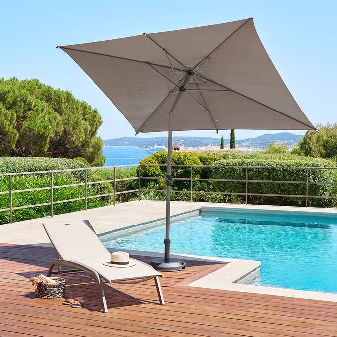 Parasol droit rectangulaire inclinable LOOMPA Café