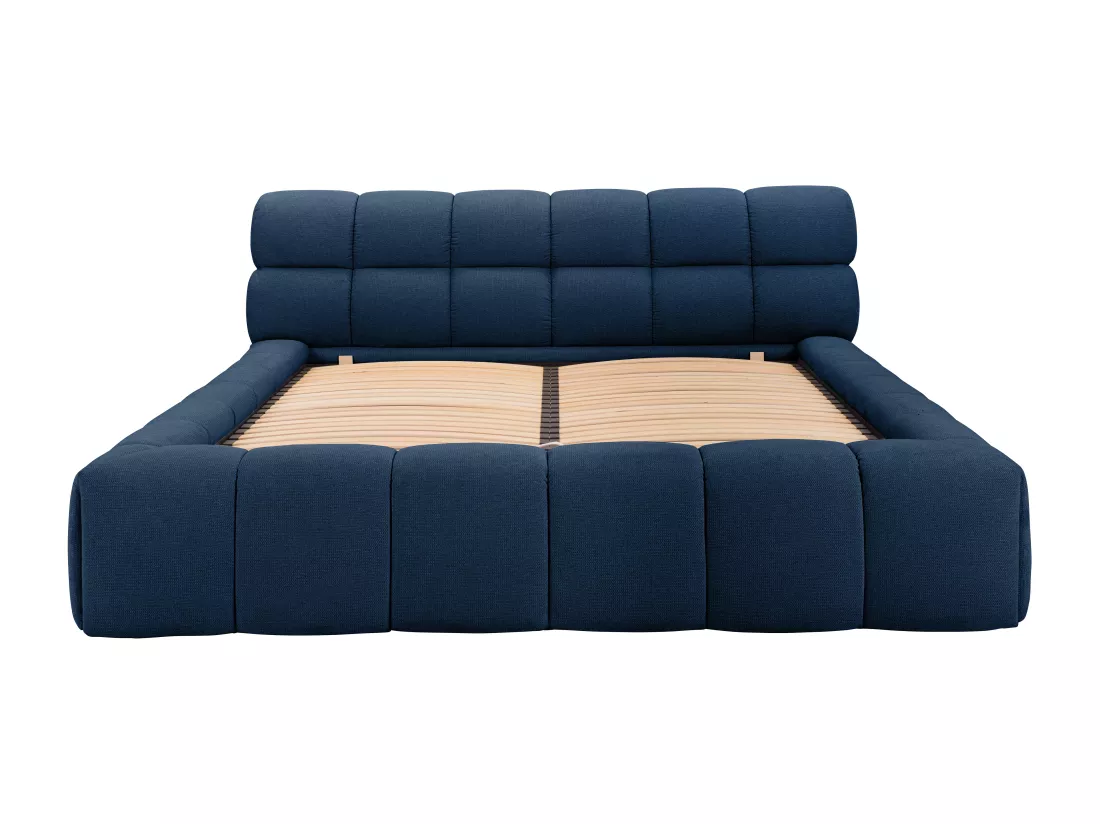 Lit coffre 180 x 200 cm - Tissu - Bleu nuit - FORVIK II de Pascal Morabito