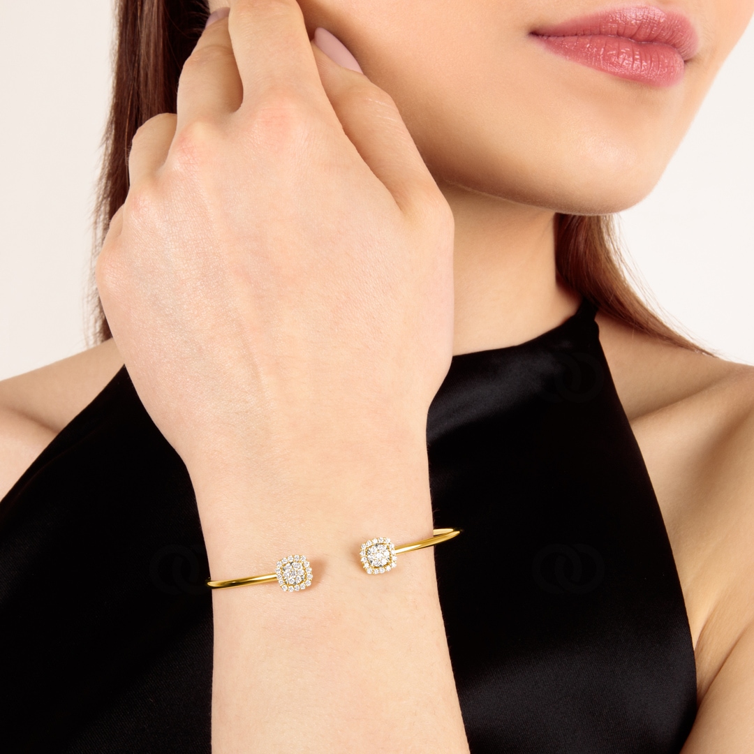 0.50 Karat Diamantarmreif offen 750/18 K Gelbgold