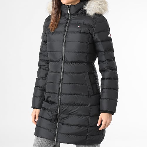 Doudoune Longue Capuche Fourrure Femme Essential 9060 Noir