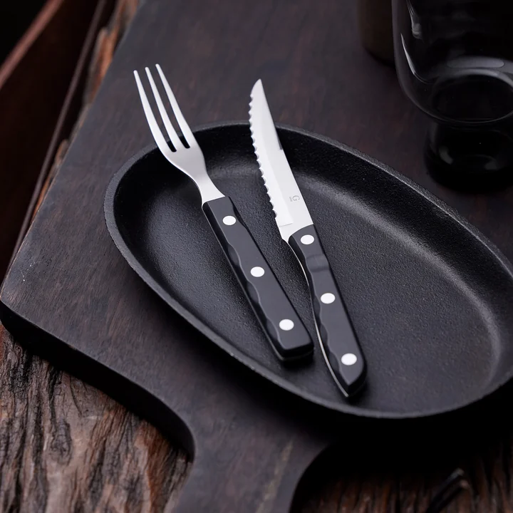 Gense - Old Farmer Steak Besteck, schwarz / Stahl (8-tlg.)