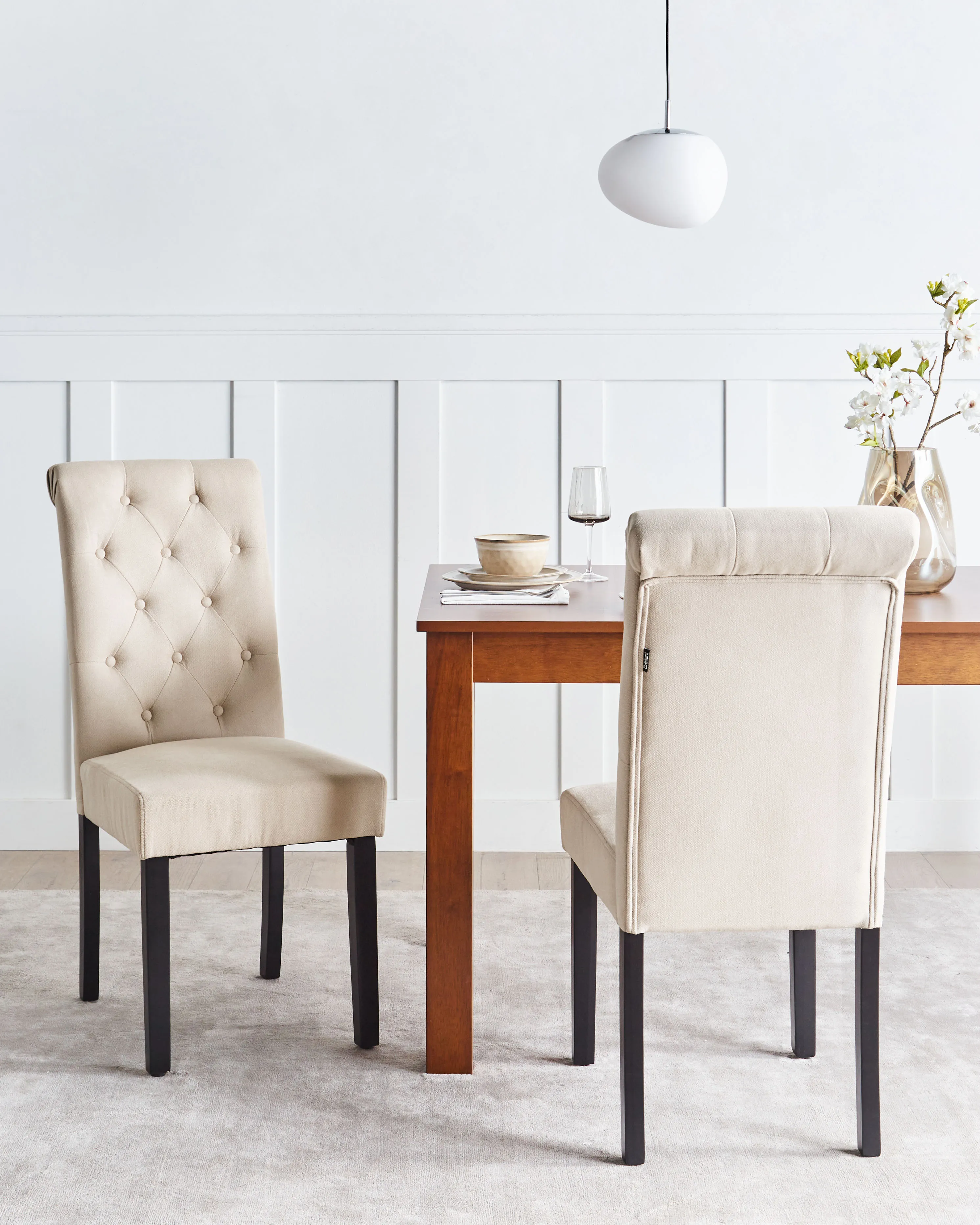 Set van 2 eetkamerstoelen VELVA Stof Zandbeige