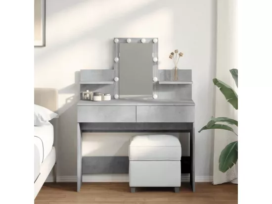 Coiffeuse avec LED gris béton 100x40x130 cm