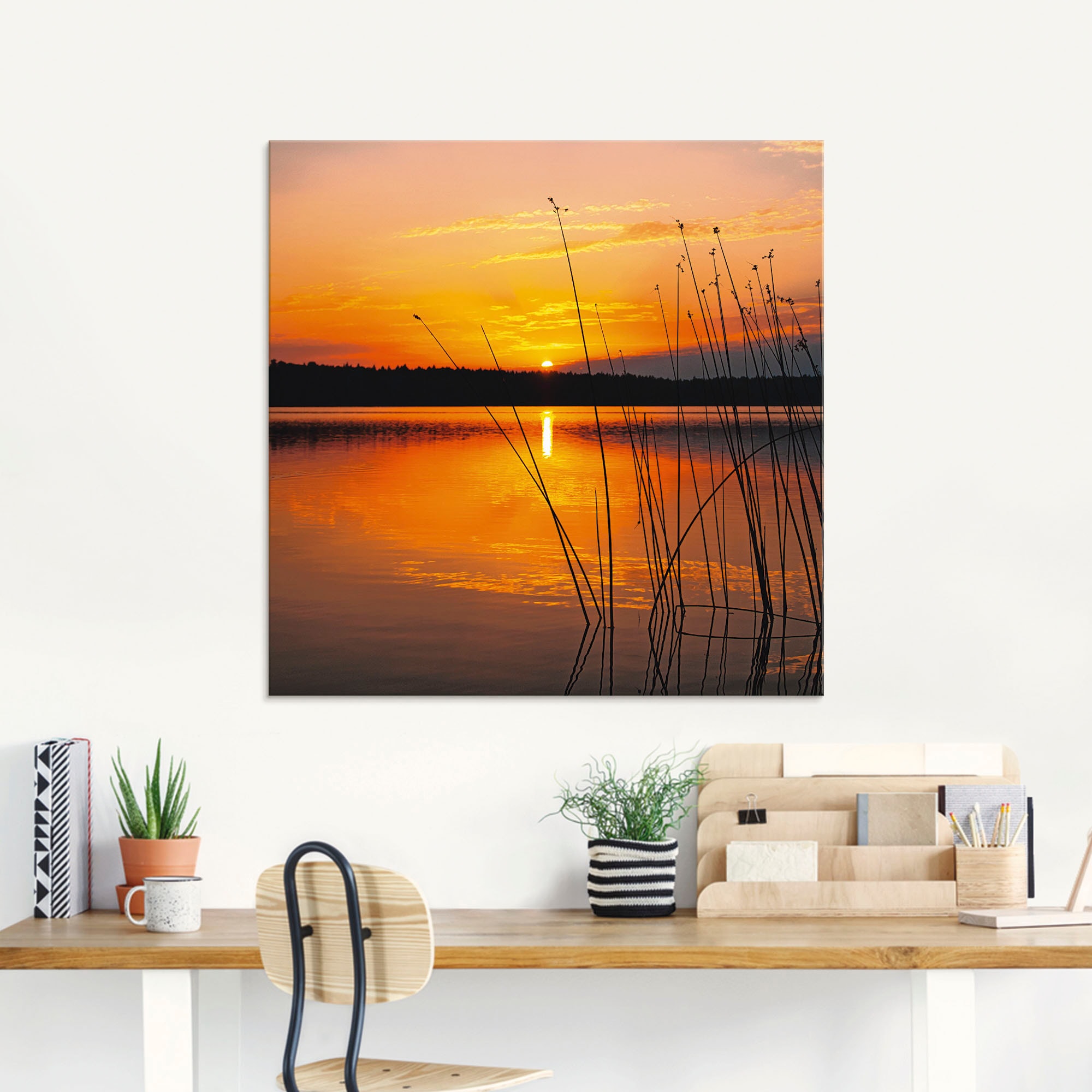 Artland Glasbild »Landschaft mit Sonnenaufgang« Sonnenaufgang & -untergang 1 Stk. tlg. in verschiedenen Grössen