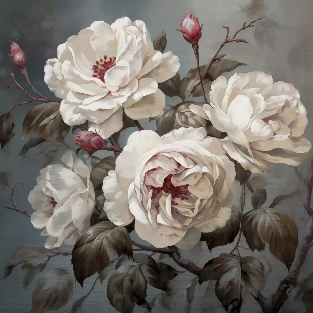 Wandbild 30 x 30 cm Roses On Silver I
