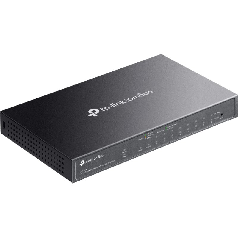 TP-Link Omada ES210GMP commutateur réseau Géré Gigabit Ethernet (10/100/1000) Connexion Ethernet, supportant l'alimentation via ce port (PoE) Noir