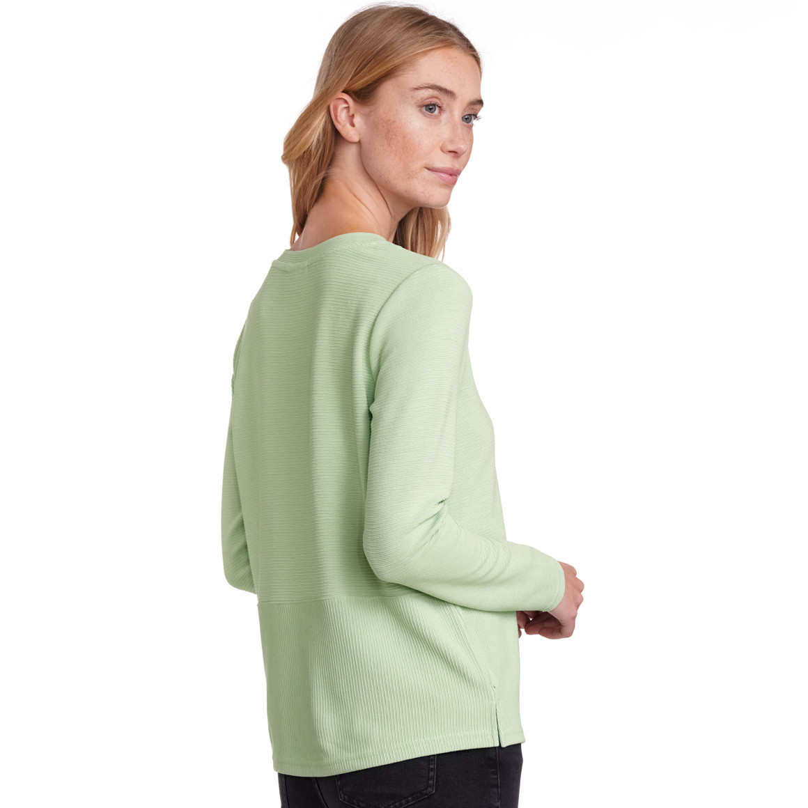 Damen Langarmshirt in strukturierter Qualität hellgrün