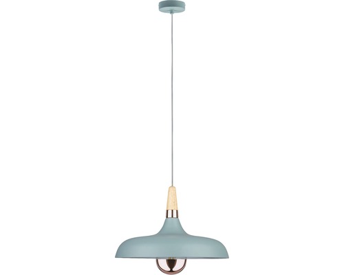 Hanglamp, 1-lichts, Ø 34,2 cm, hout/koper/zachtgroen