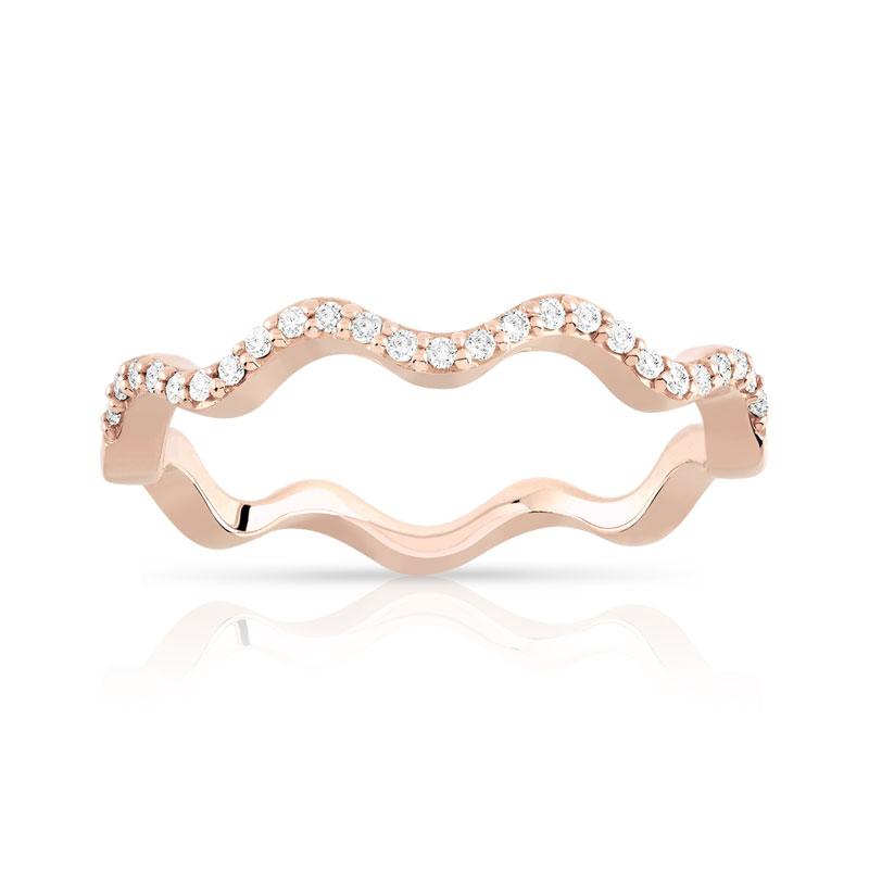 Bague or 375 rose diamant