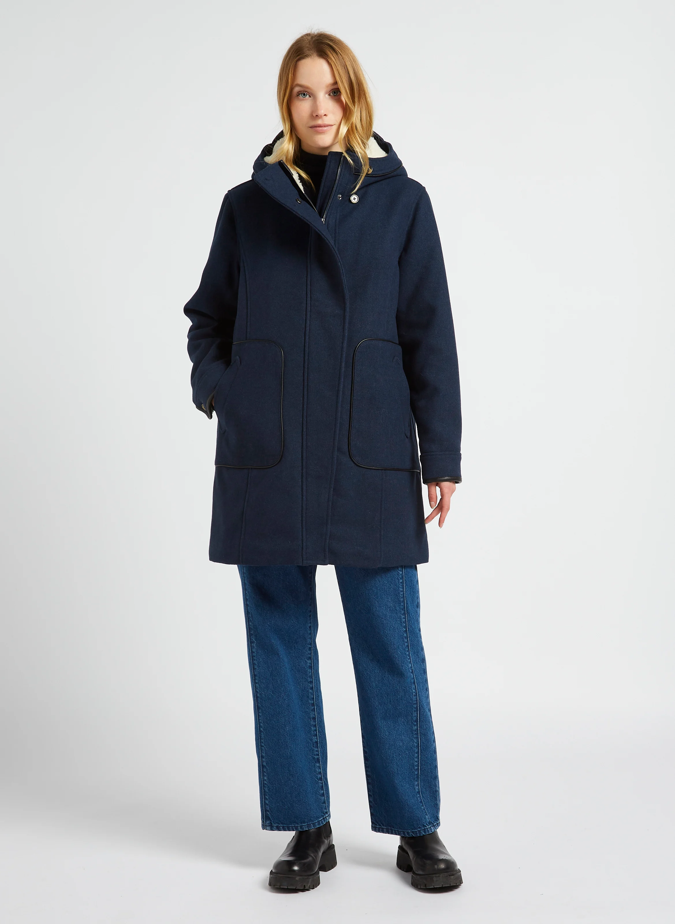 DENVER - Manteau ample à capuche| Bleu