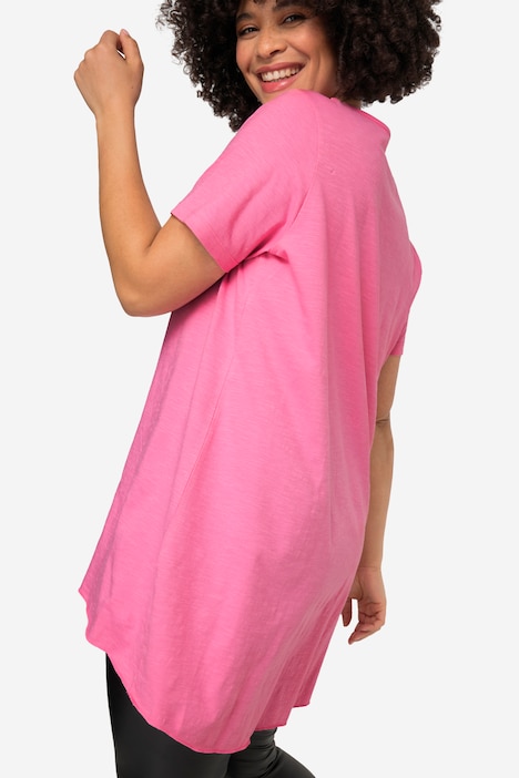 Longshirt, Rundhals, Halbarm, gerundeter Saum