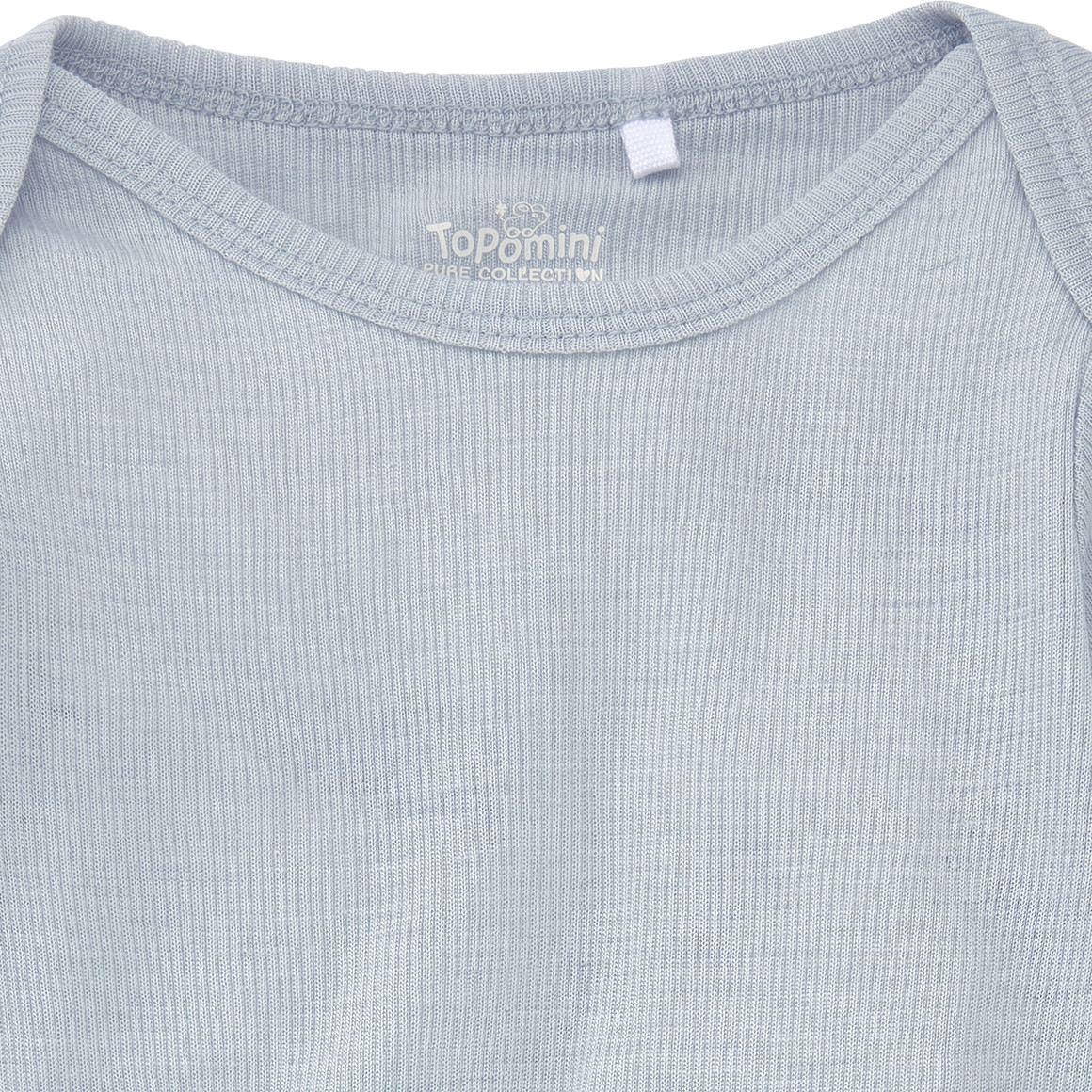 Topomini Pure Collection Baby Wolle-Seide Body mit langen Ärmeln blaugrau