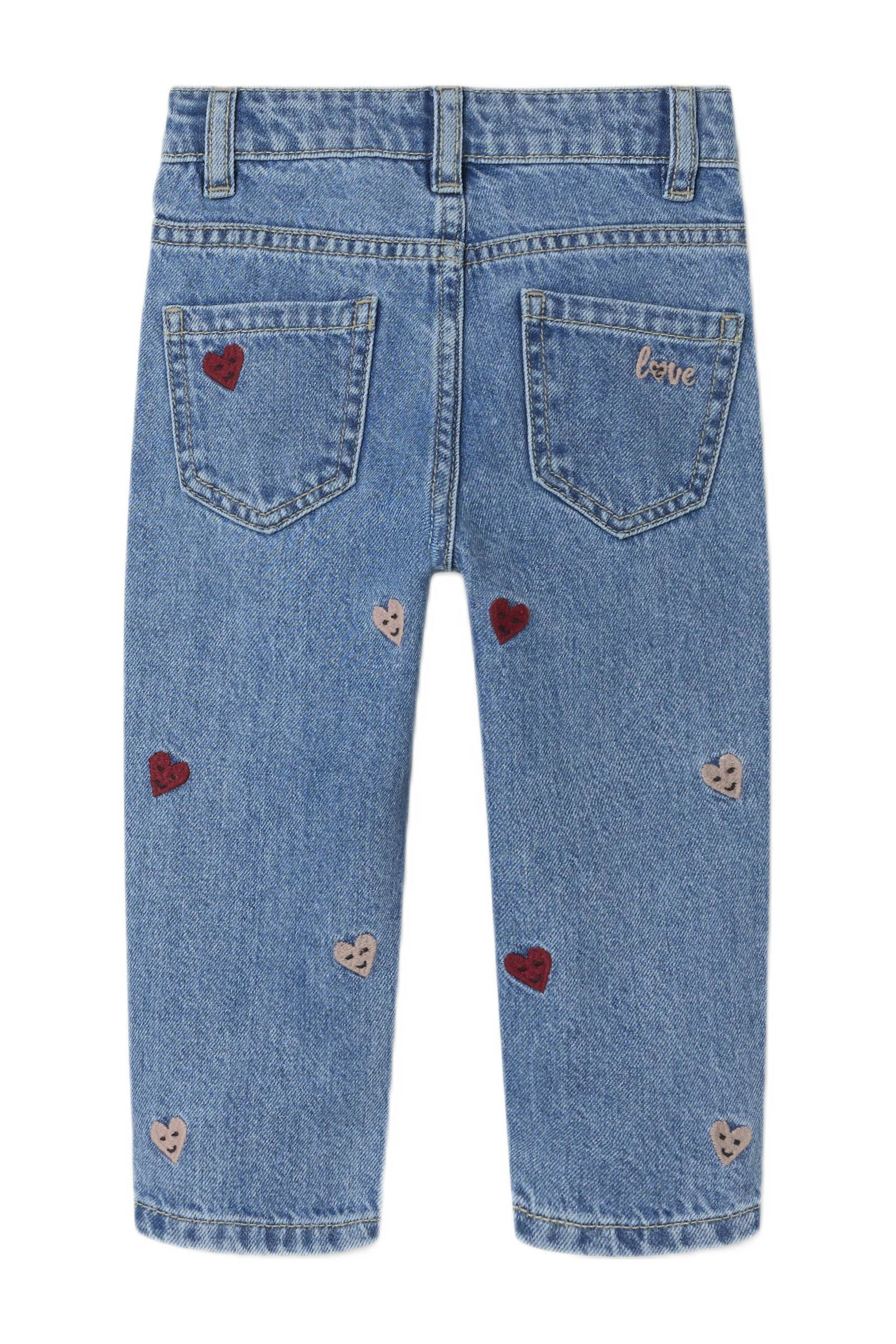 NAME IT loose fit jeans NMFBELLA met hartjes Medium blue denim