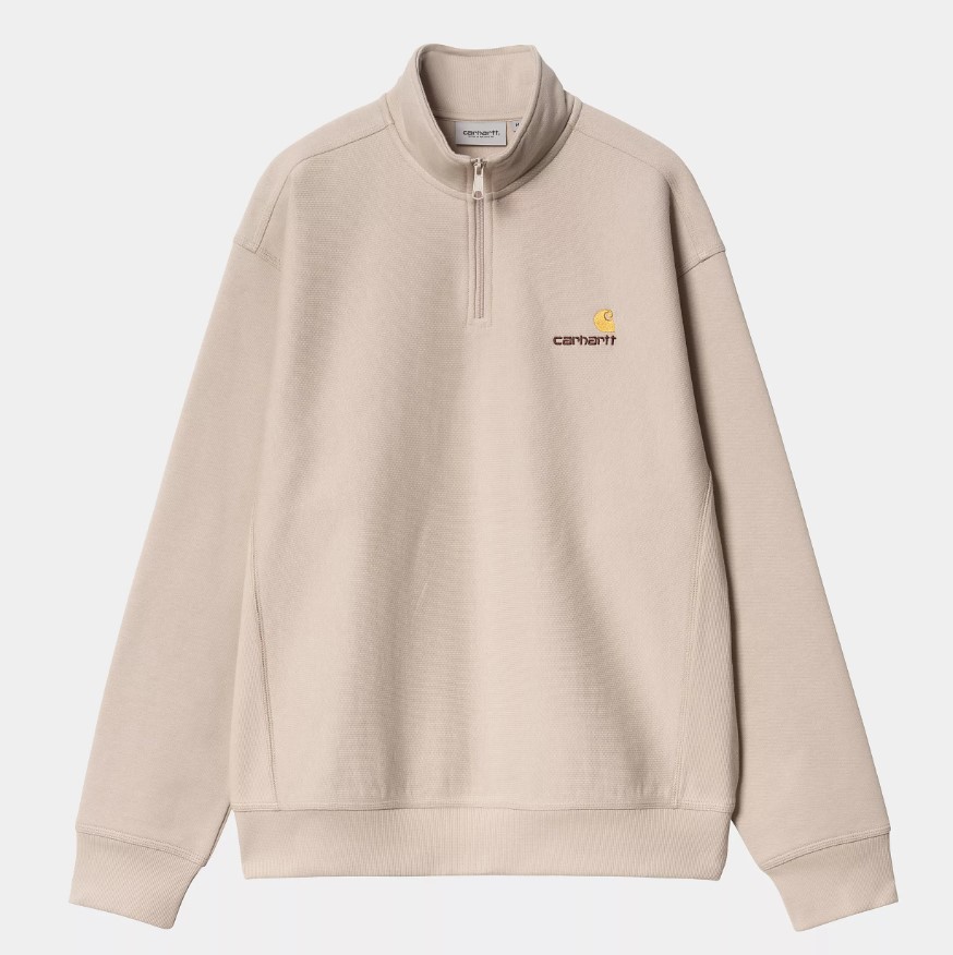 Carhartt WIP Half Zip American Script Sweat Peanut
