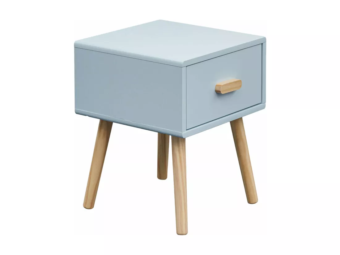 Table de chevet Tazart 44x35x35 MDF Bois Bleu ciel Marron Scandinave