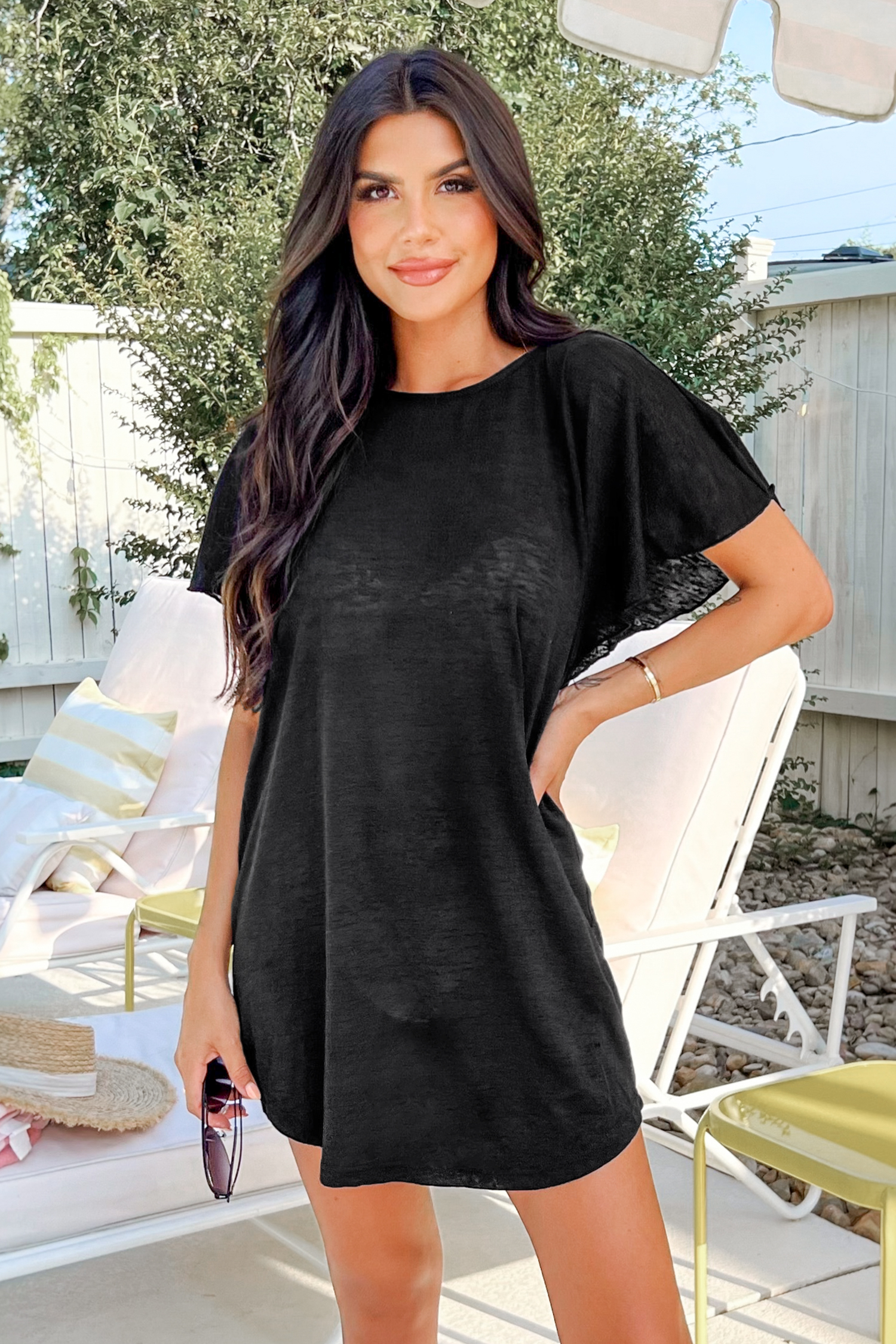 Robe cover up à manches dolman et découpes