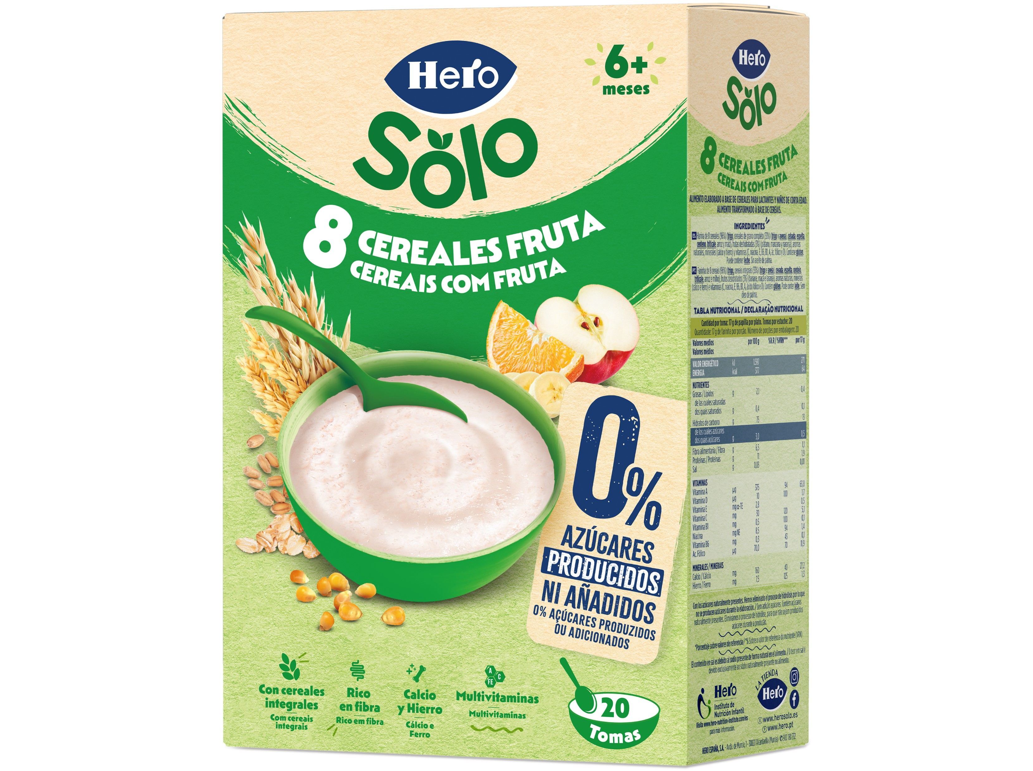 FARINHA NÃO LÁCTEA HERO SOLO 8 CEREAIS E FRUTOS 340G