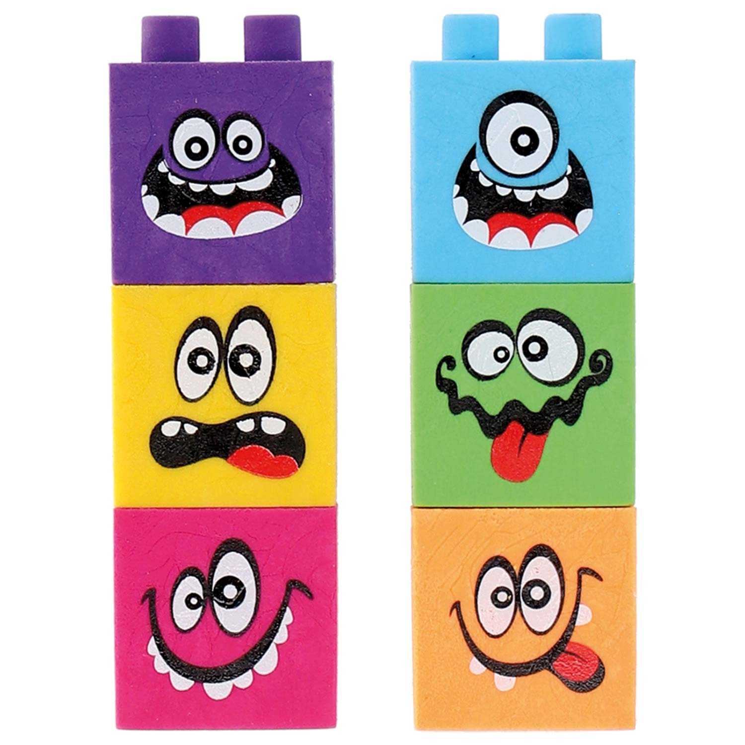 Monster Radierer bunt stapelbar 3er