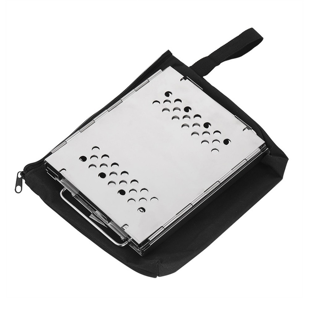 Faltbarer Edelstahl Grill Portabler Outdoor BBQ Kohlegrill inkl. Tragetasche - Silber