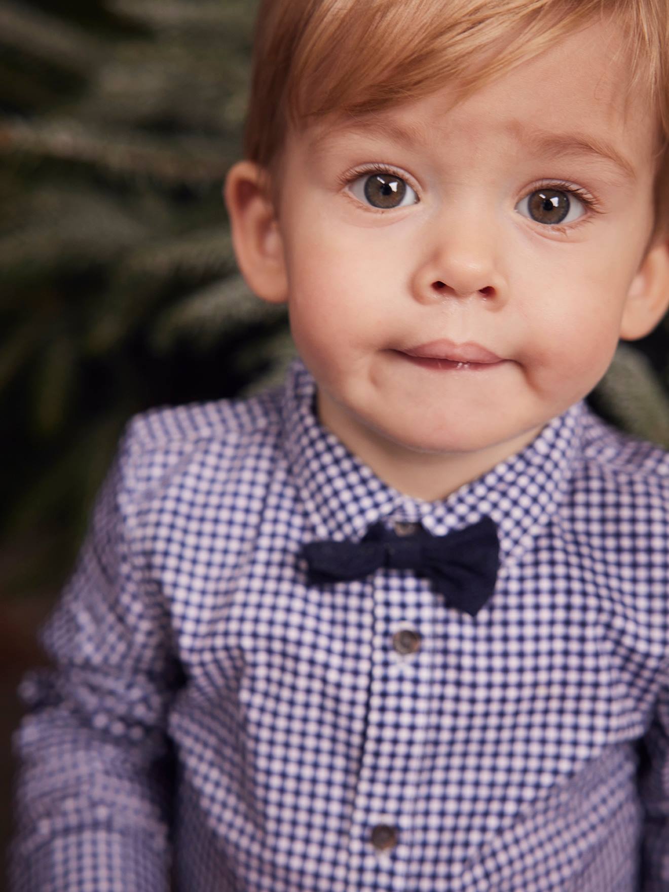 Camisa xadrez azul-escura para bebê