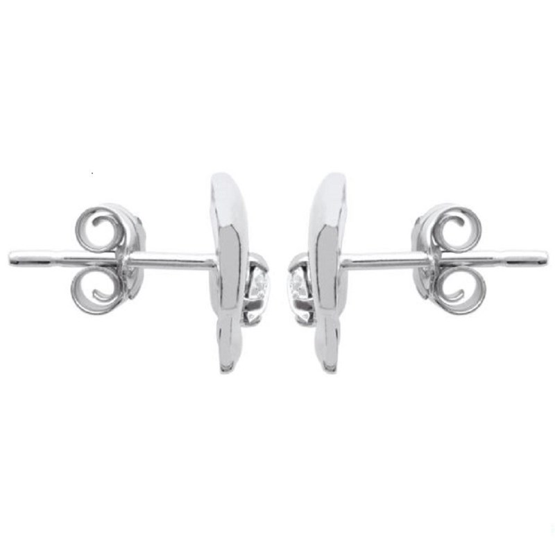 Boucles d'oreilles dauphin cristal blanc Argent 925 Rhodié