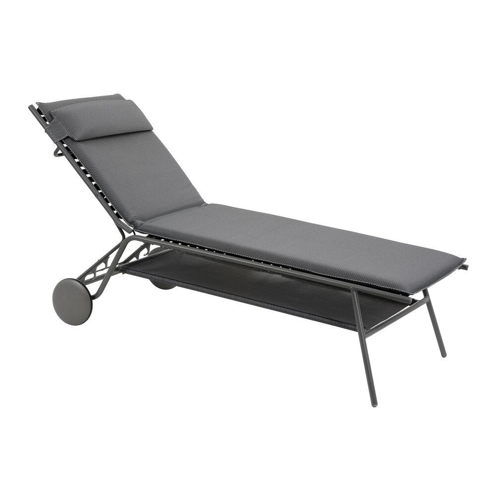 Hohe gepolsterte Sonnenliege Miami II BeComfort® Grau Silver