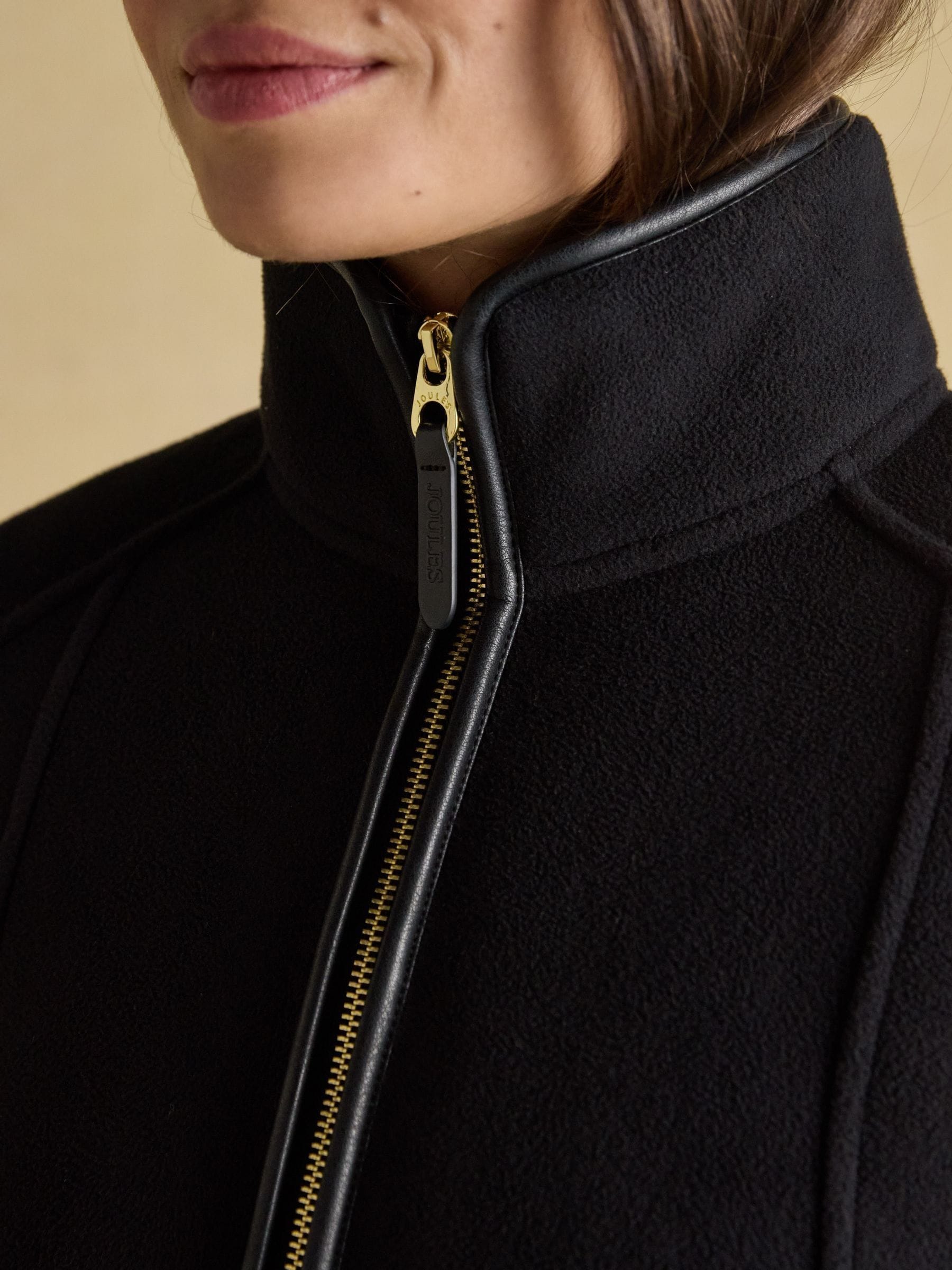 Zwart - Heritage fleece met doorlopende rits