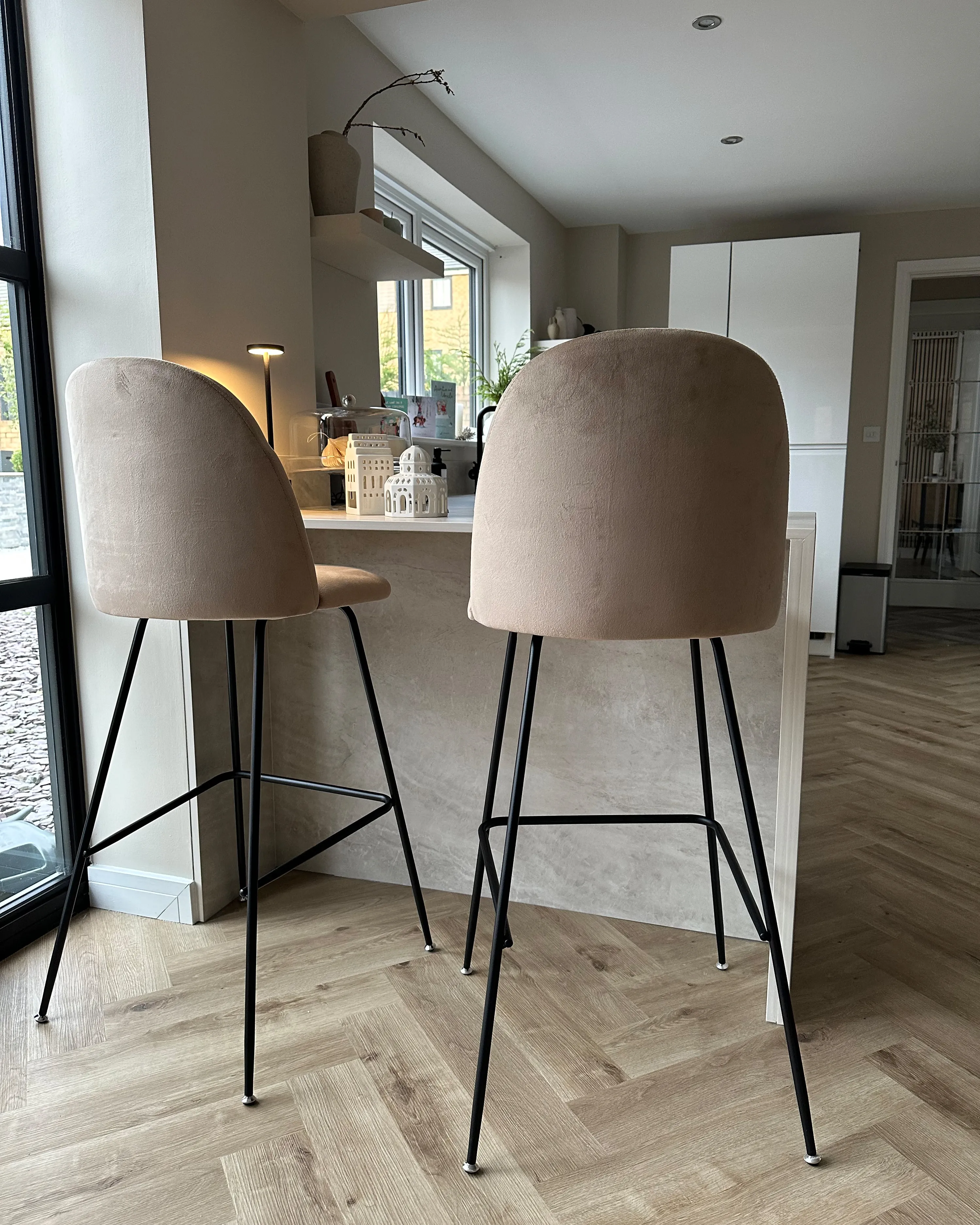 Set van 2 barstoelen ARCOLA Fluweel Taupe