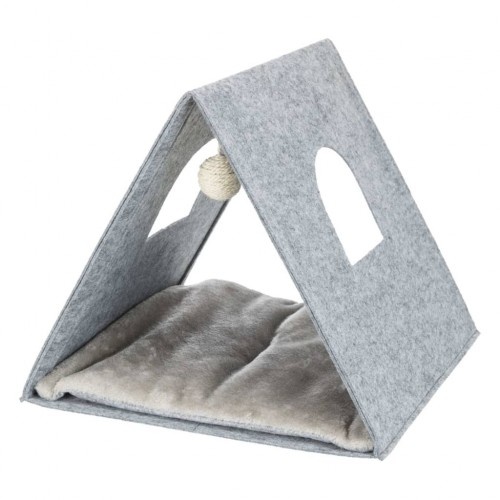 Cama triangular para gato, cinza