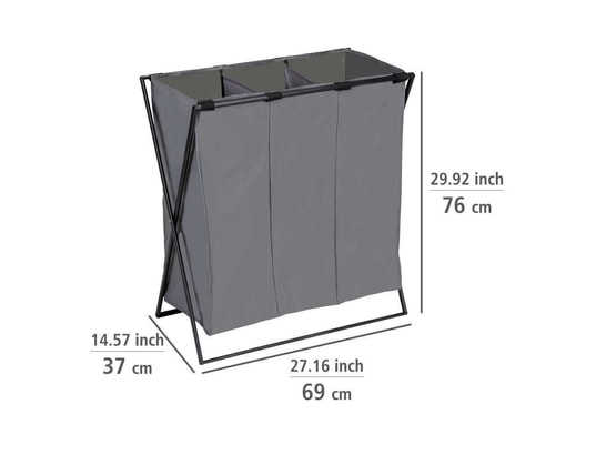 WENKO - Panier à linge xl avec 3 compartiments - gris