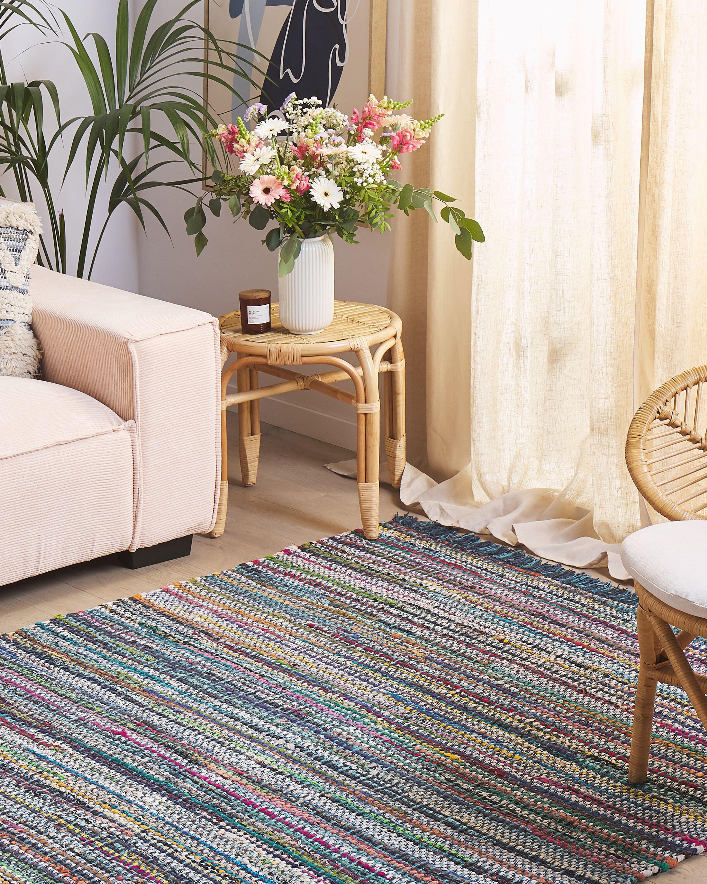 Vloerkleed BESNI Blauw 160 x 230 cm Katoen
