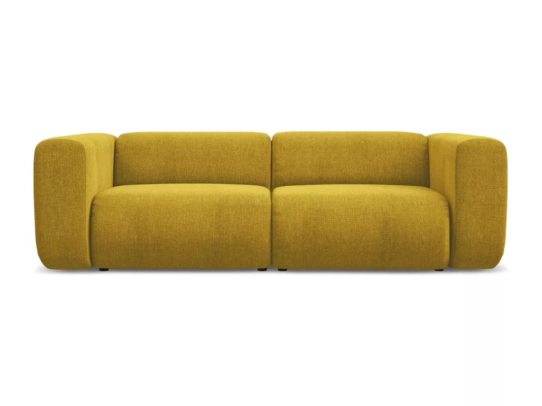 Canapé modulable 3 places en tissu chenille - moutarde - EKAHI