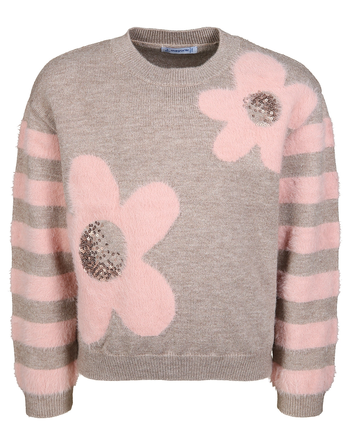 Strickpullover BIG BLOSSOM in nuss melange