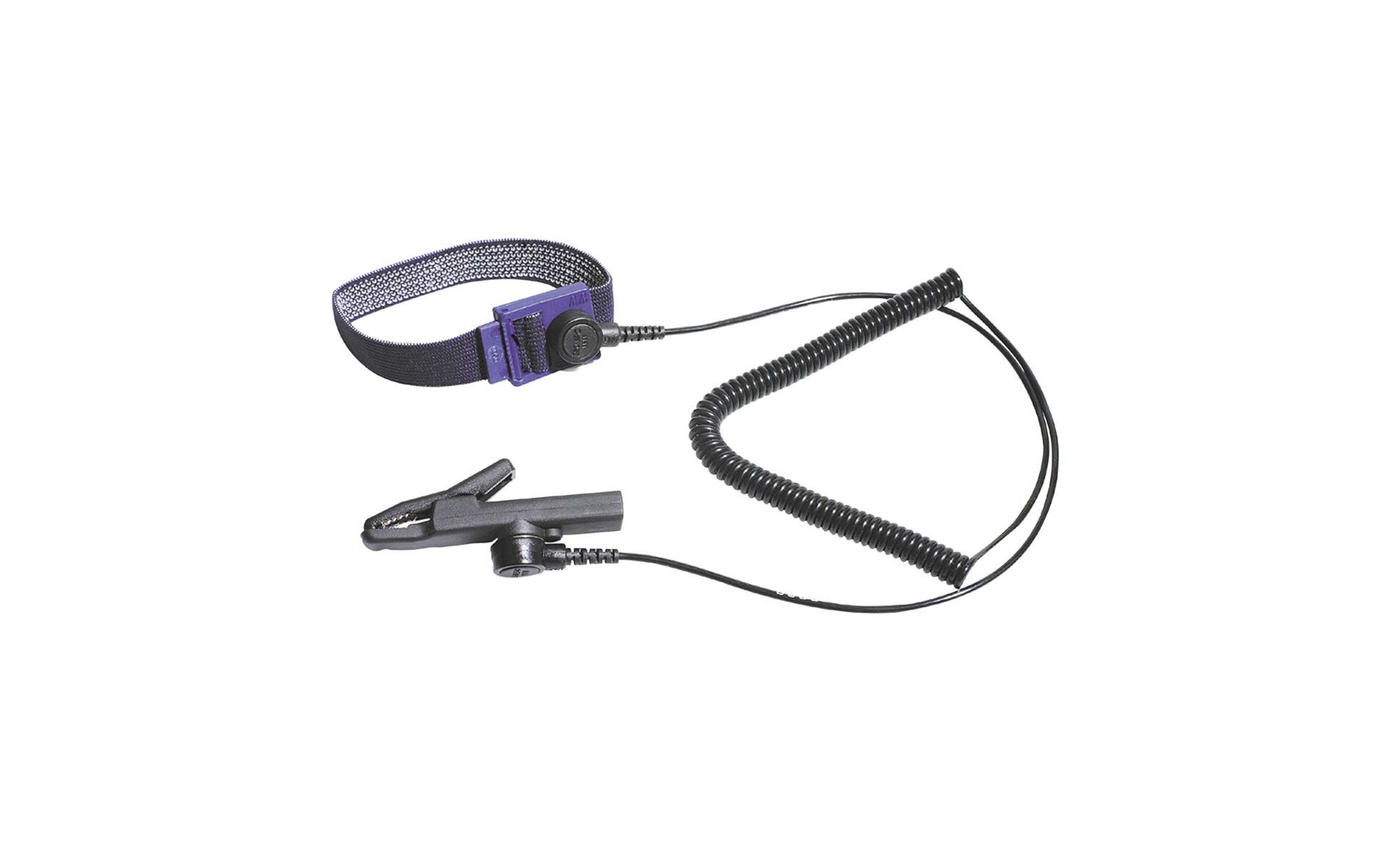 ESD Armband mit Spiralkabel + KrokodilklemmeKontaktarmband
