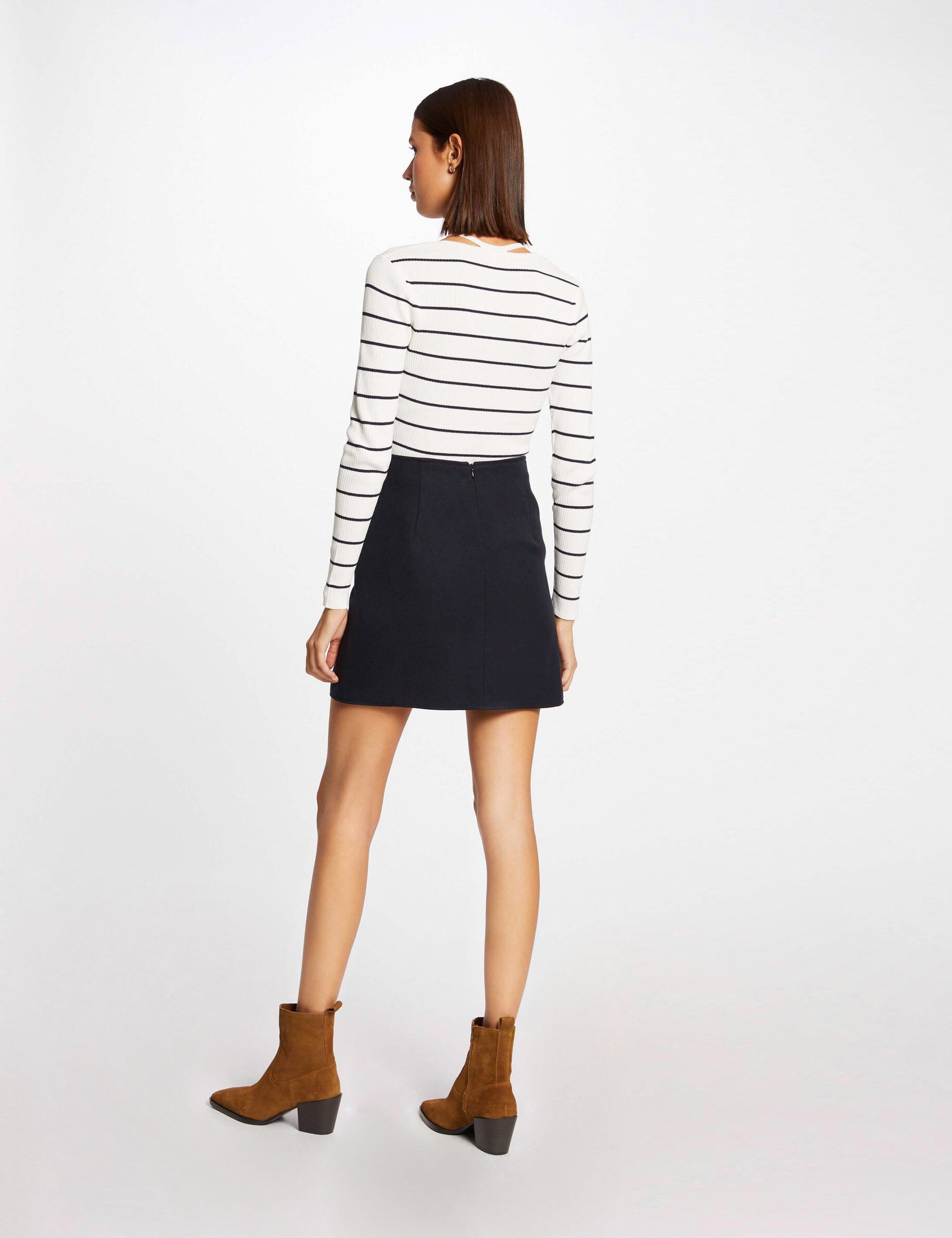 Pull manches longues à rayures ivoire femme - ivoire