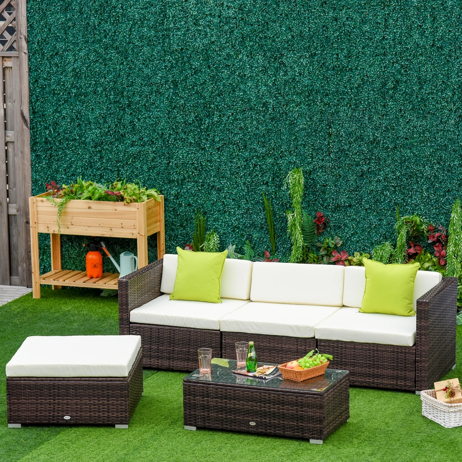 Outsunny Gartenmöbel Set mit Beistelltisch braun