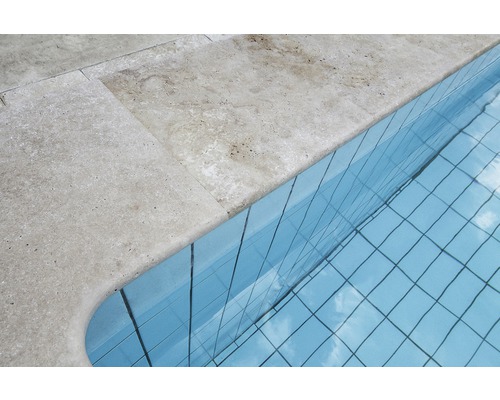 FLAIRSTONE Zwembadrand Roma hoekstuk 90° beige binnen afgerond 60x37 / 60x37 x 3 cm