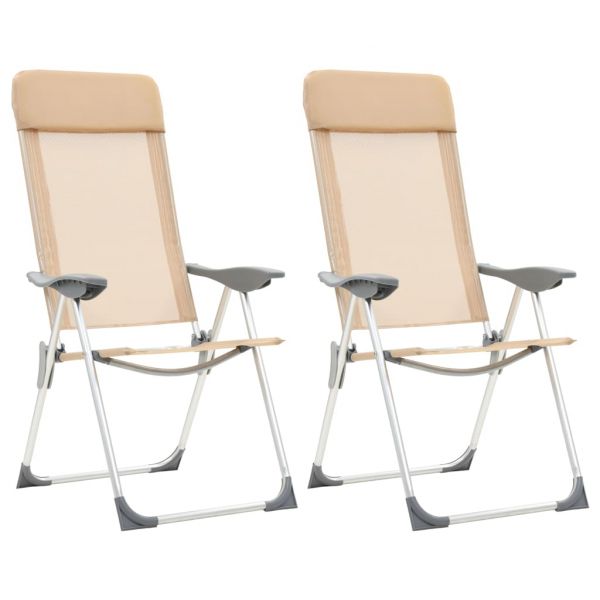 Cadeiras de Campismo Dobráveis 2 Pcs Alumínio Creme - 44306