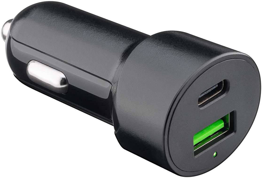 Goobay KFZ USB 2 Port 48W USB-C PD   QC3.0 sw PL Dual-USB Auto Schnellladegerät USB-C
