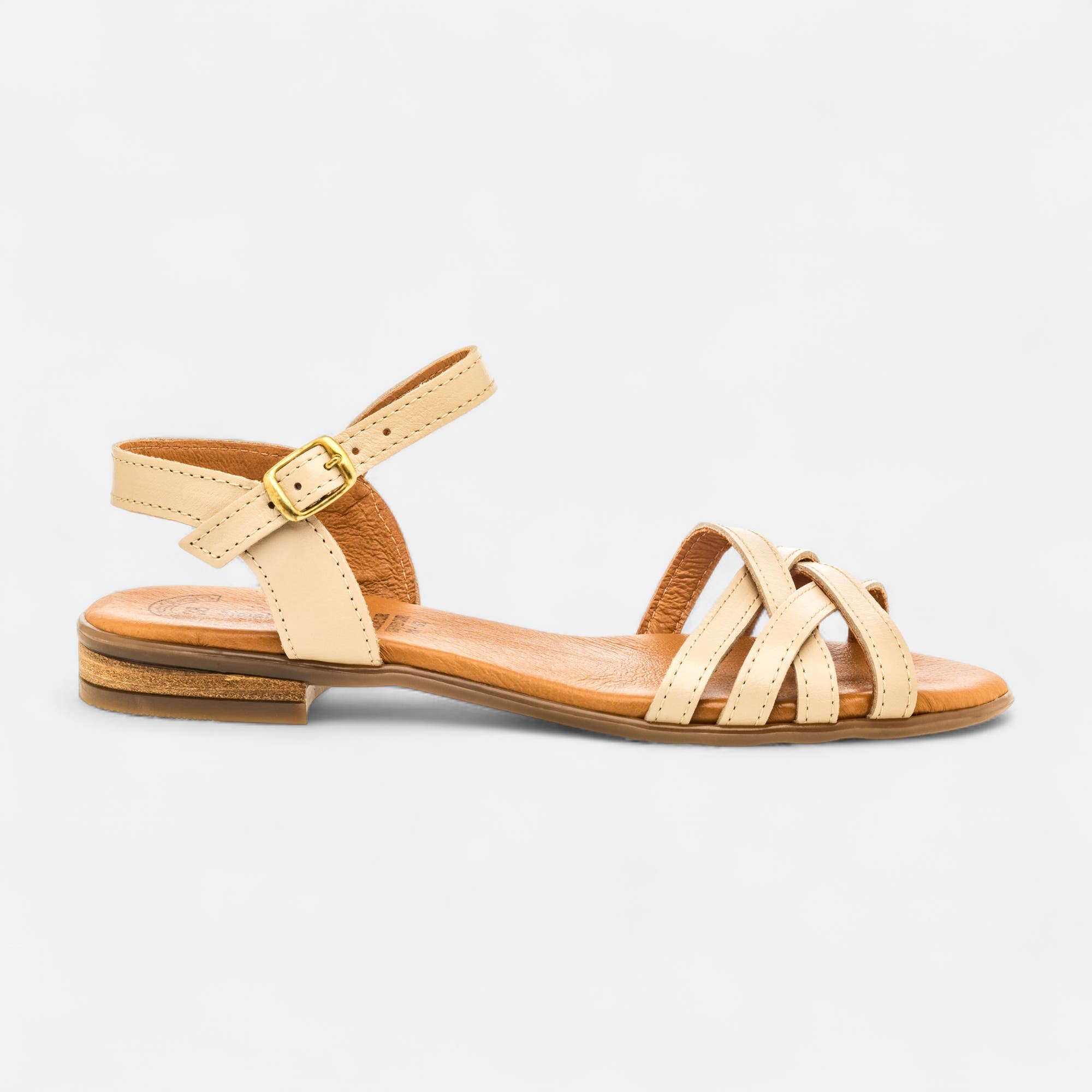 Nu-pieds Femme en cuir beige