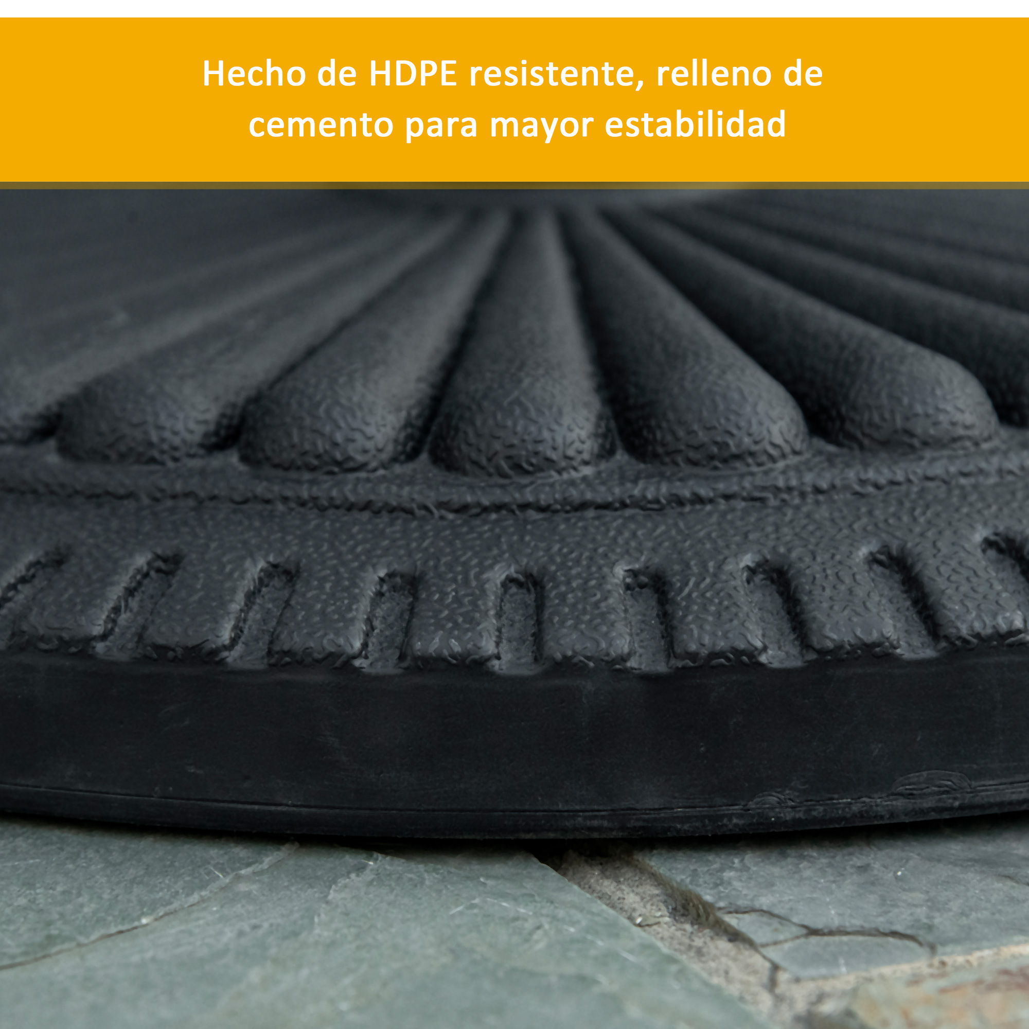Base para guarda-sol de jardim Outsunny, peso líquido 15 kg, suporte para guarda-sol adequado para hastes de 35 mm/38 mm/48 mm, metal preenchido com cimento para terraço externo, Ø49 x 32 cm, preto