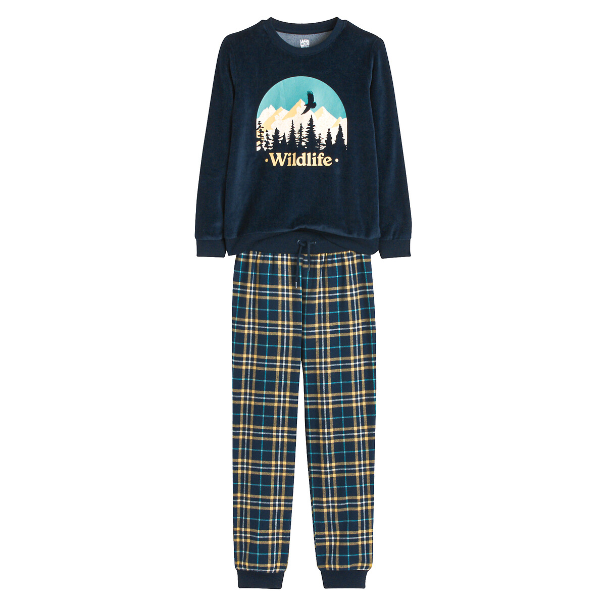 COLEÇÕES LA REDOUTE<br>Pijamas de veludo e flanela, com estampa de montanhas e xadrez