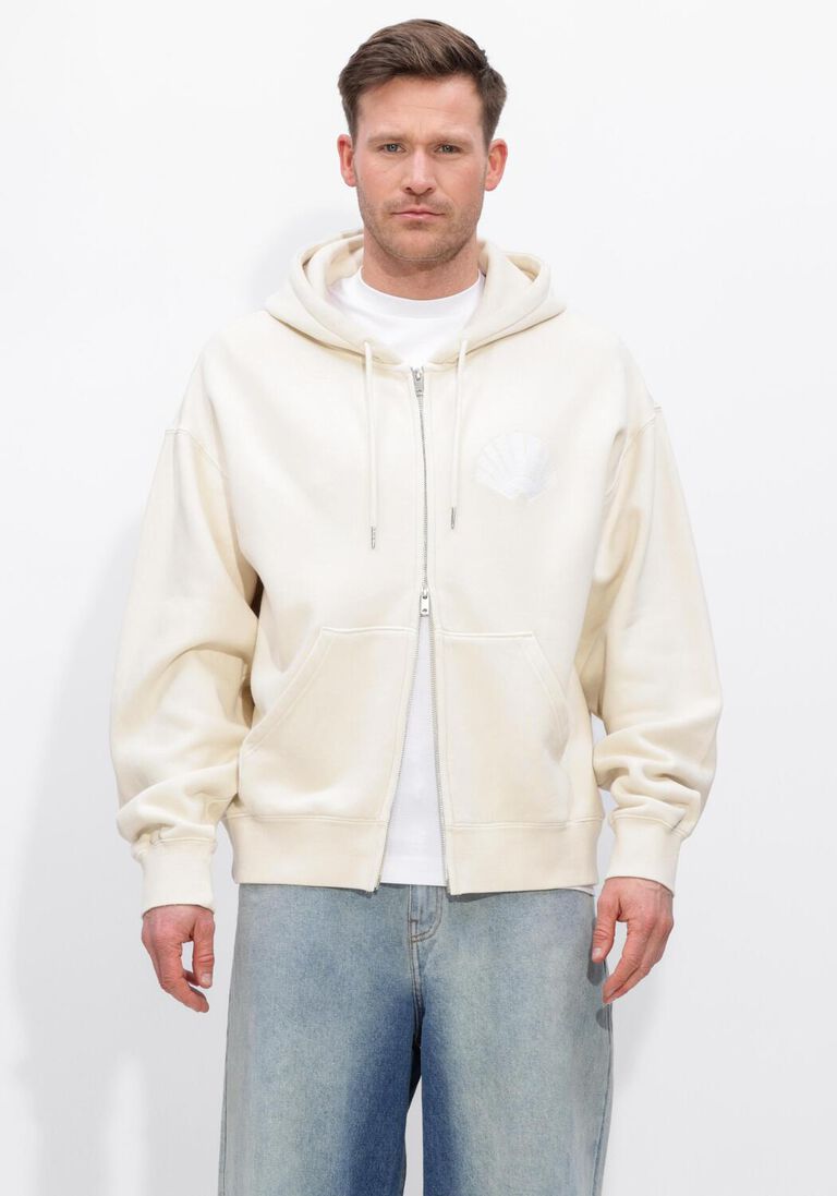 ecru new amsterdam surf association sweater logo zip hoodie ecru/white