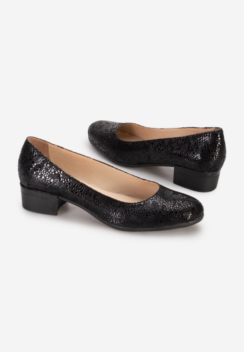 Chaussures en cuir à talon épais noirs Montremy V4