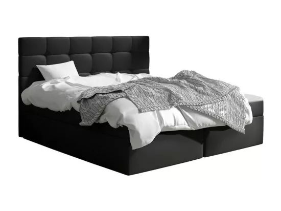 Lit continental Comfivo 196, Double, Continental, Noir, 160x200, Faux cuir, 163x206x112cm