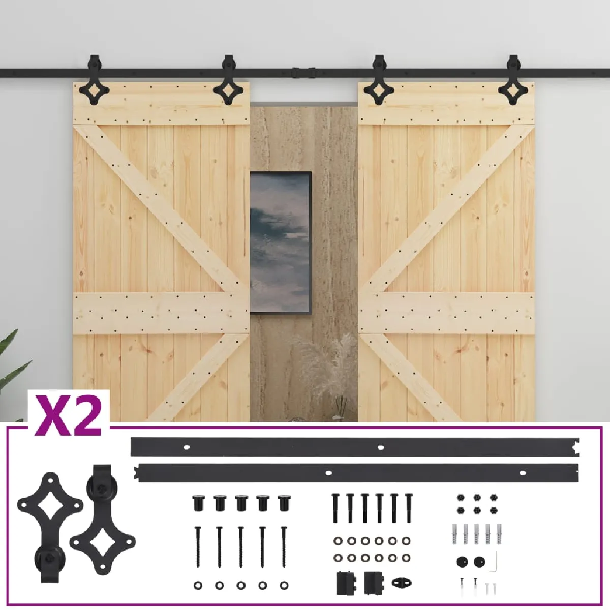 vidaXL Porte coulissante pin massif 80x210 cm avec kit