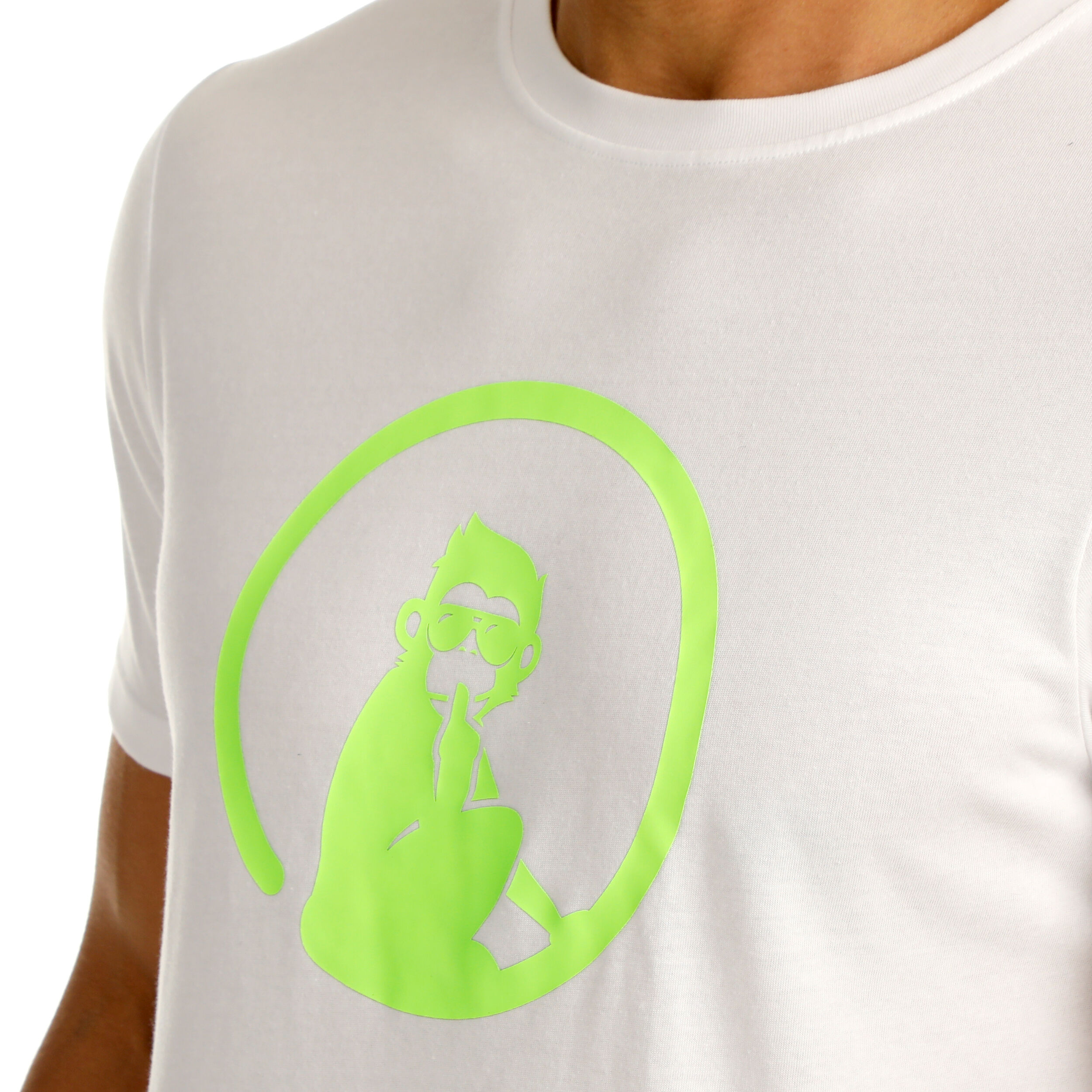 Quiet Please Wild Trainings T-shirt Hommes - Blanc , Vert Fluo