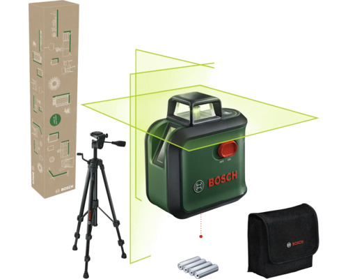 Bosch AdvancedLevel 360 kruislijnlaser inclusief 4 x 1,5V AA batterijen en draagtas